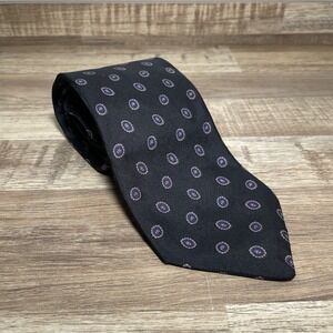 Robert Talbott Nordstrom Hand Sewn Silk Geo‎ Neck Tie (L 58.5" - W 3.5") Black